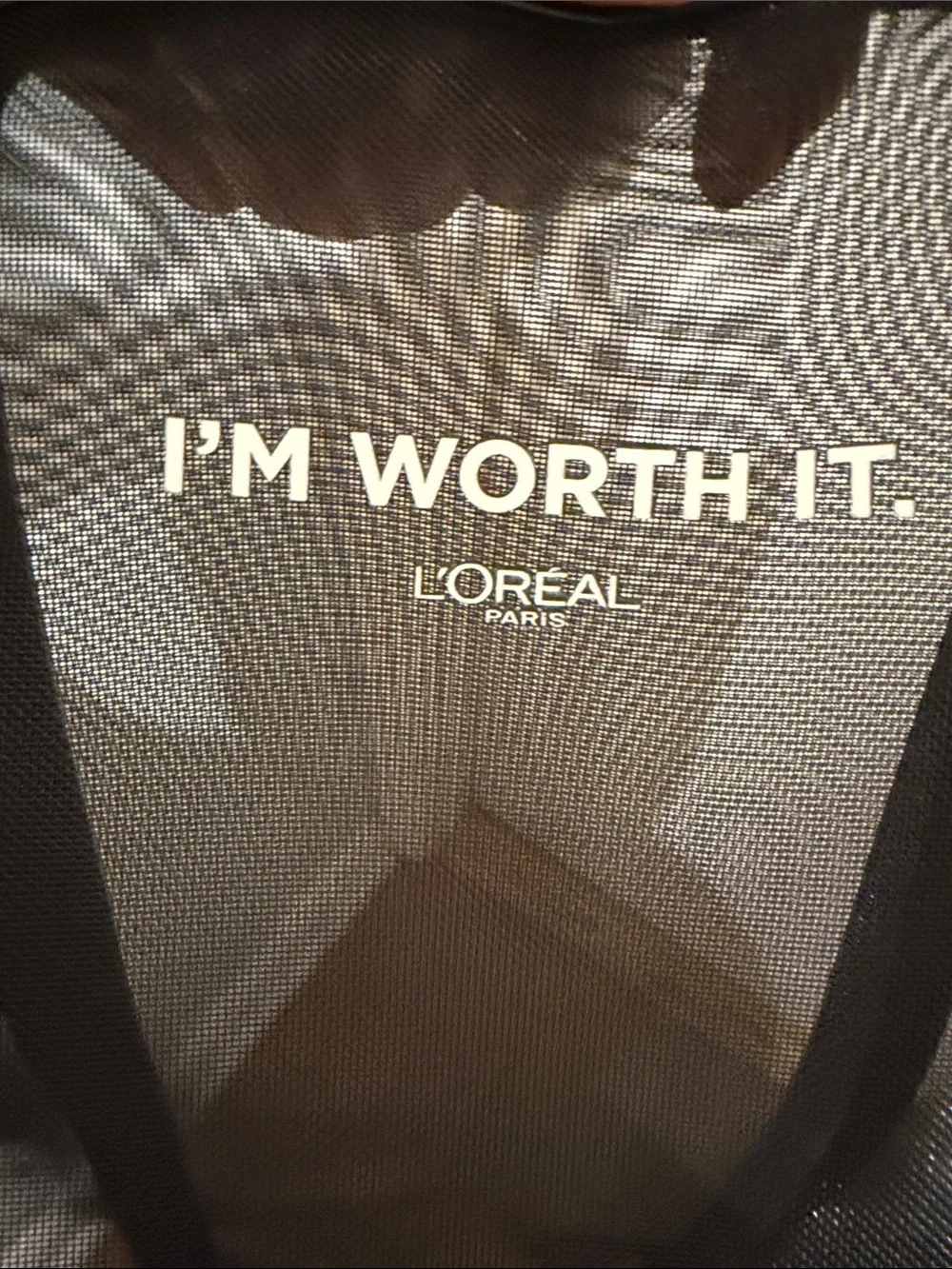 L’ Oreal “I'm Worth It” Black Mesh Tote Bag